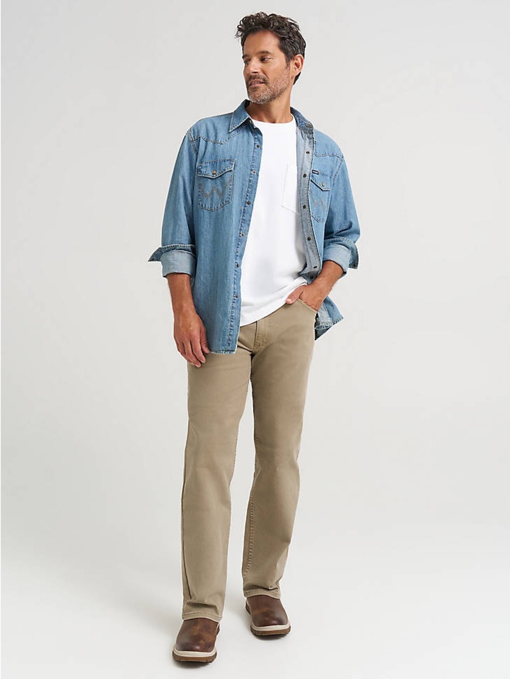 Wrangler Authentics Men's Regular Fit Straight Leg Jeans Khaki Tan 34x34
